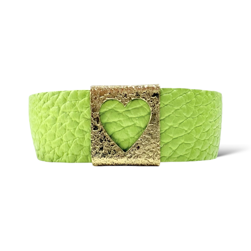 Monique Leather Heart - Lime