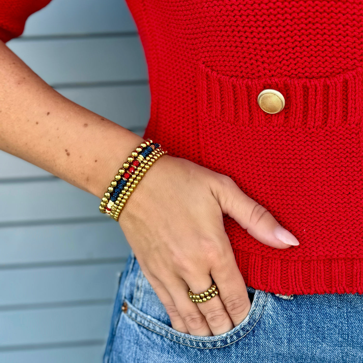 Mixed Reagan Bracelet - Navy and Red