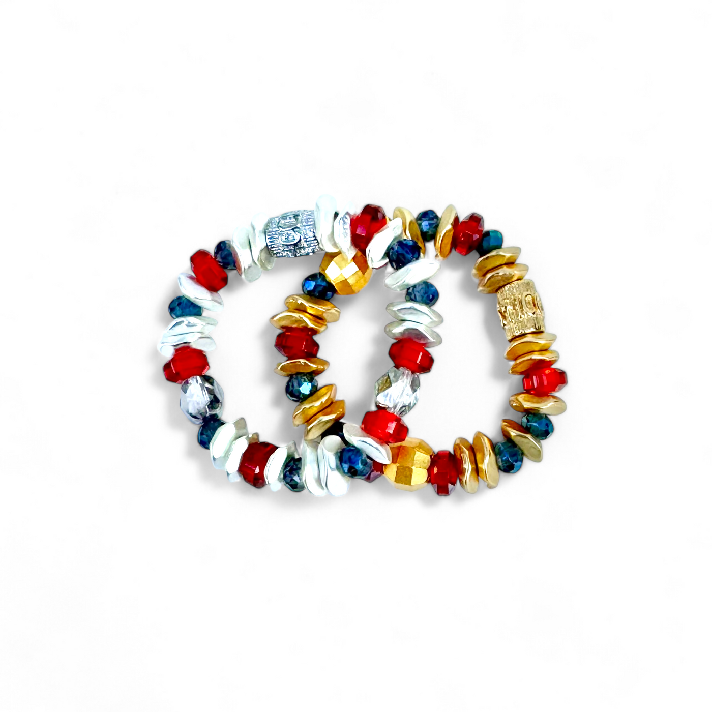 Hudson Gold Ring - Red & Blue