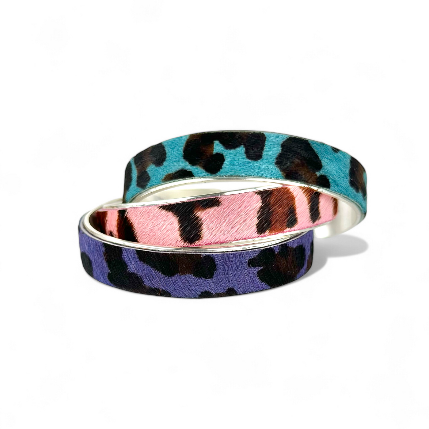 *Calfskin Purple Leopard .5 Cuff on Silver - OTC