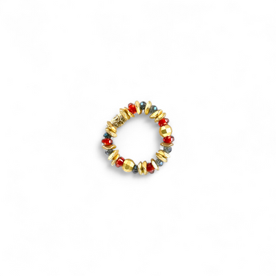 Hudson Gold Ring - Red & Blue