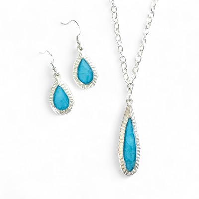 Frances Necklace - Turquoise in Silver