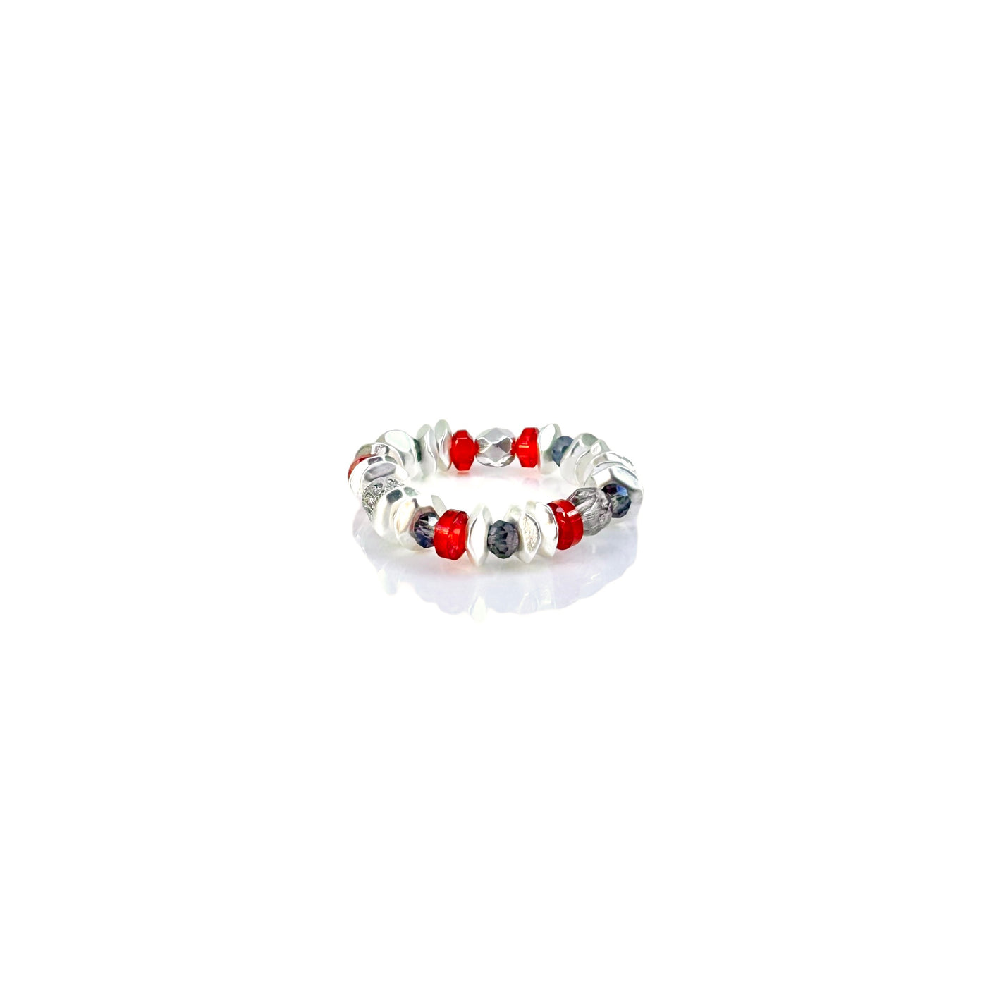 Hudson Silver Ring - Red & Blue