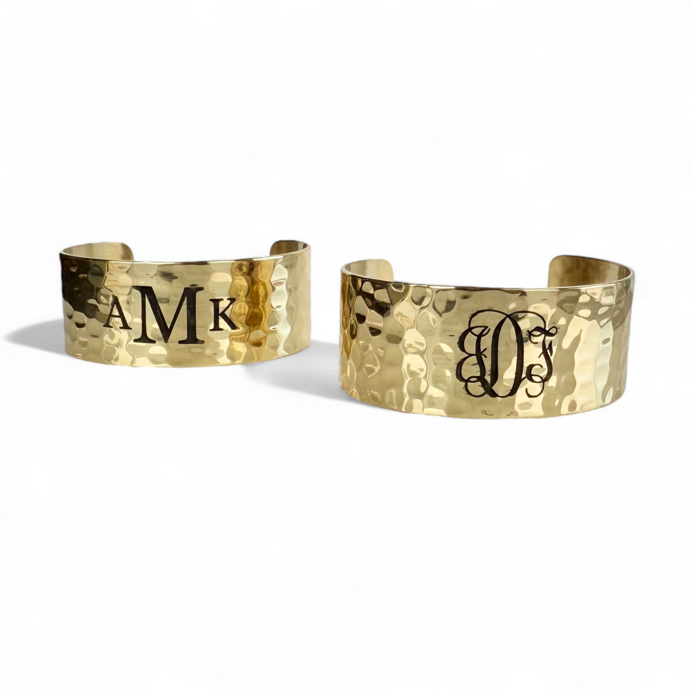 1.0 Custom Engraved Monogram Gold Cuff - Garamond Font