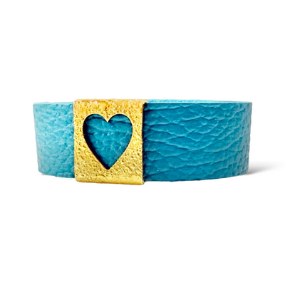 Monique Leather Heart - Turquoise