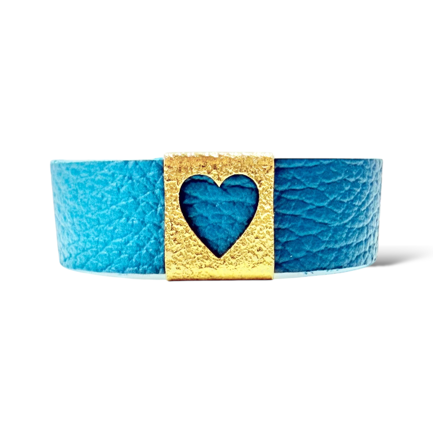 Monique Leather Heart - Turquoise