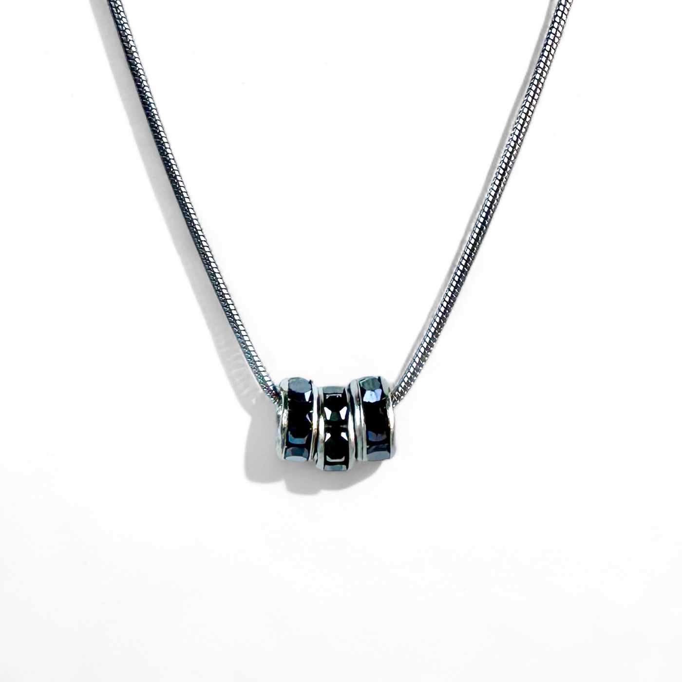 *Taylor Three Cylinder Hematite Pavé Necklace - Silver