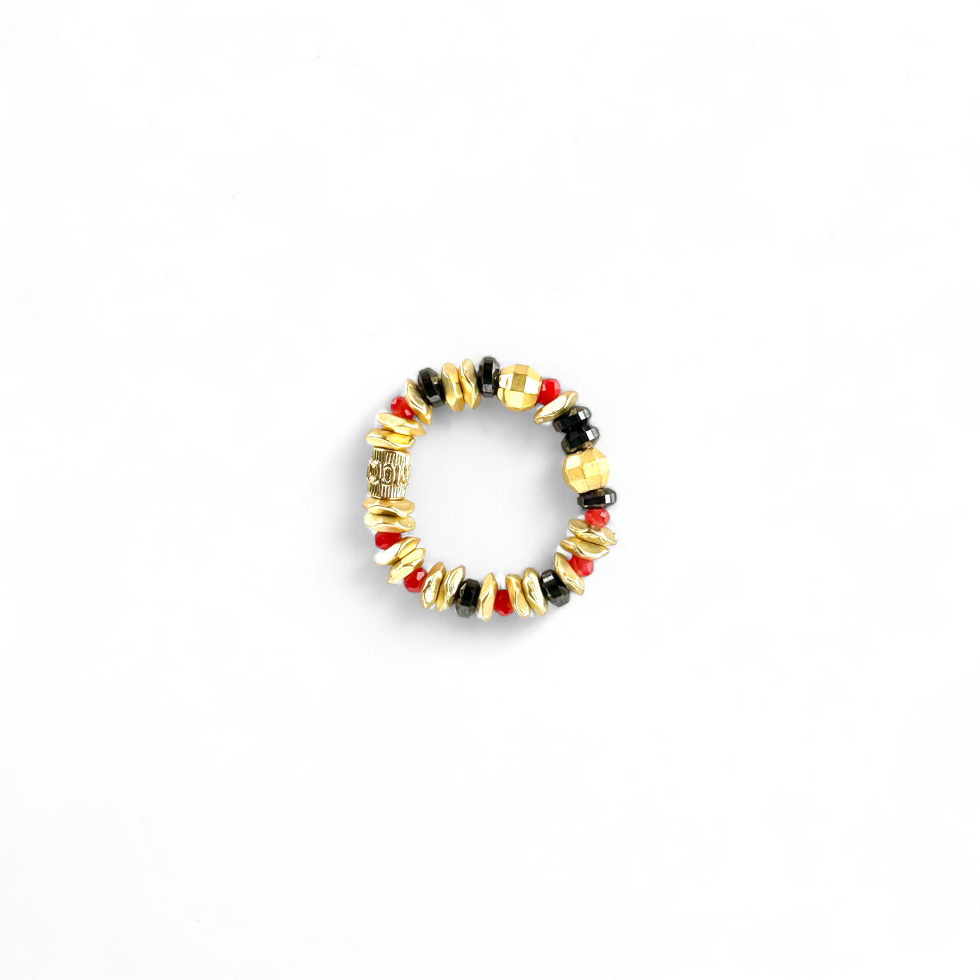 Hudson Gold Ring - Red & Black