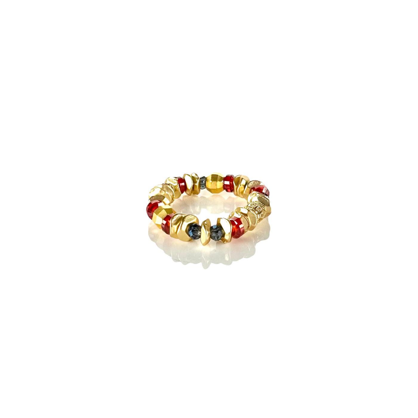 Hudson Gold Ring - Red & Blue