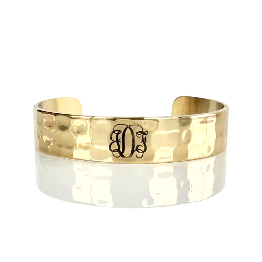 .5 Custom Engraved Monogram Gold Cuff - Vine Font