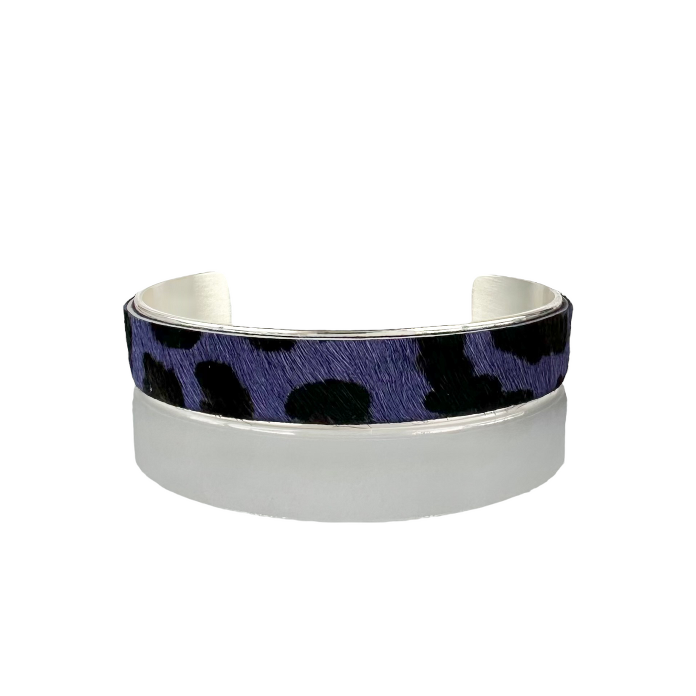 *Calfskin Purple Leopard .5 Cuff on Silver - OTC