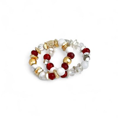 Hudson Silver Ring - Red & White