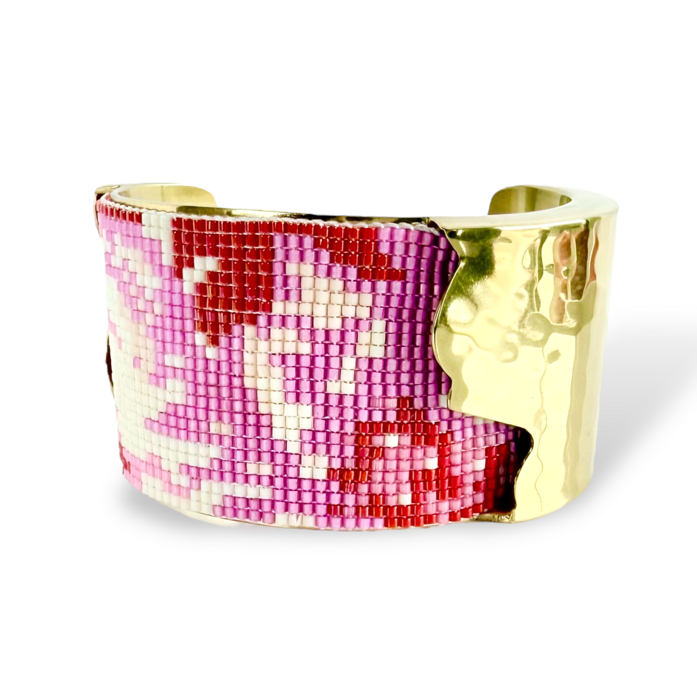 1.5 Dallas Beaded - Hot Pink and Red on Gold