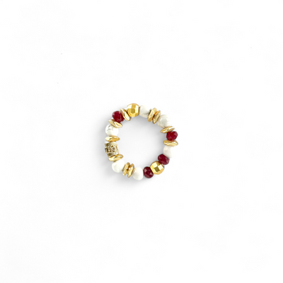 Hudson Gold Ring - Red & White