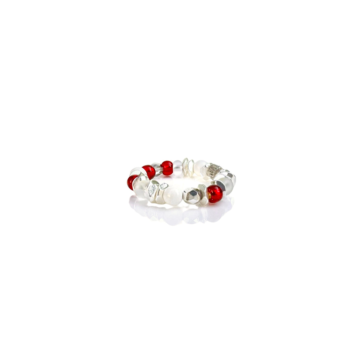 Hudson Silver Ring - Red & White