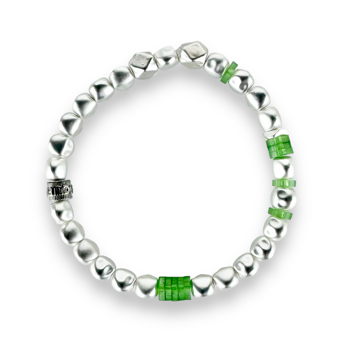 Charleston Beaded - Green - Silver