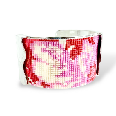 1.5 Dallas Beaded - Hot Pink and Red on Silver