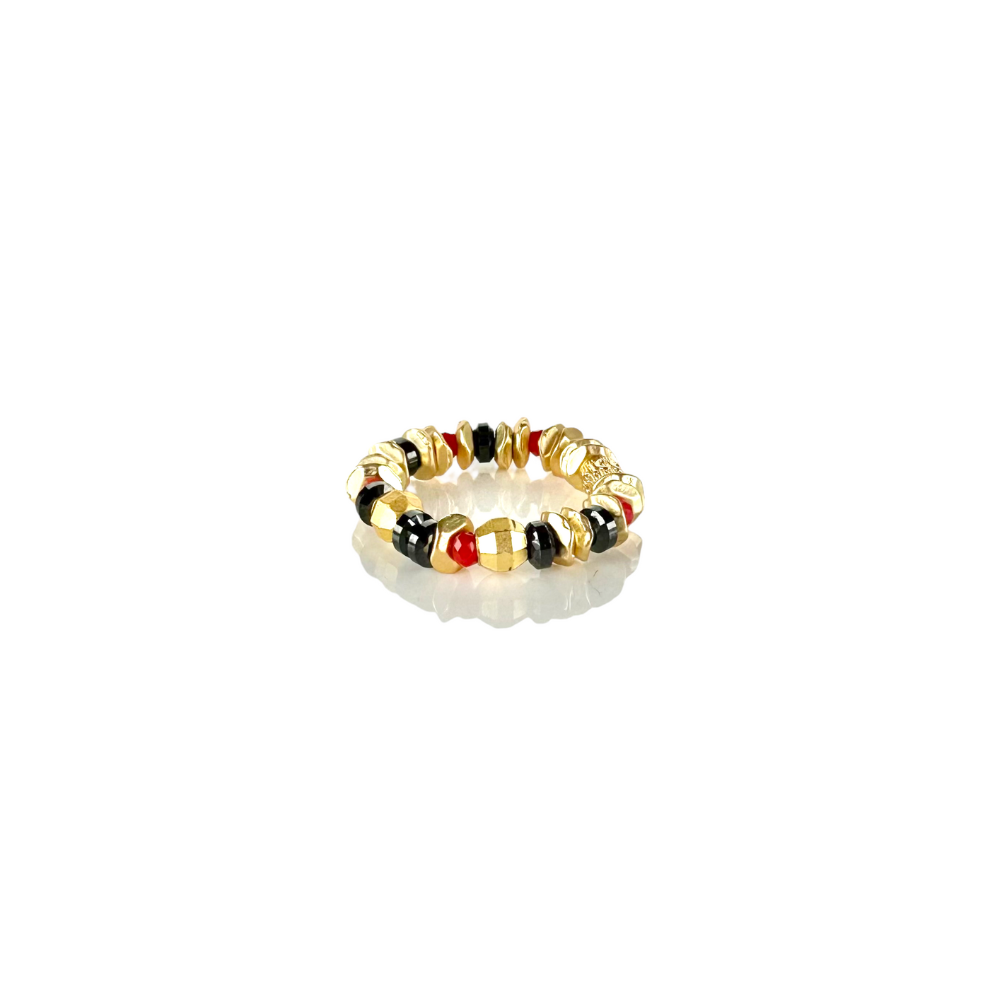 Hudson Gold Ring - Red & Black