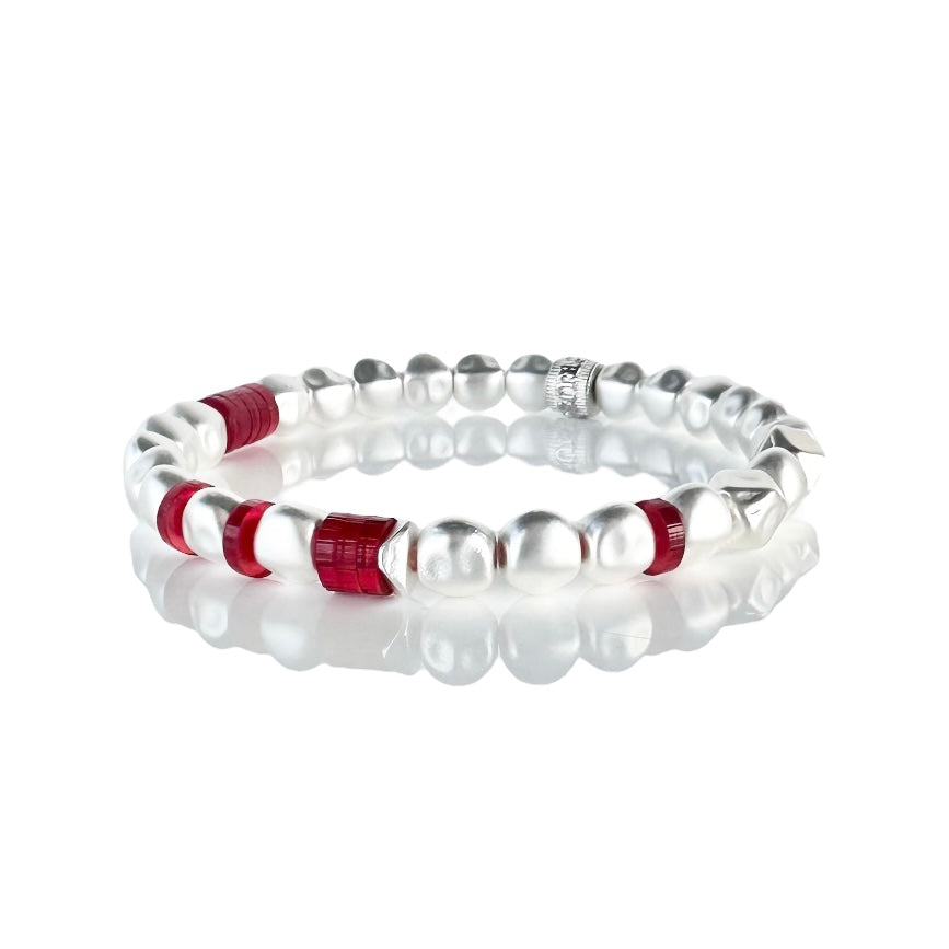 Charleston Beaded - Red - Silver