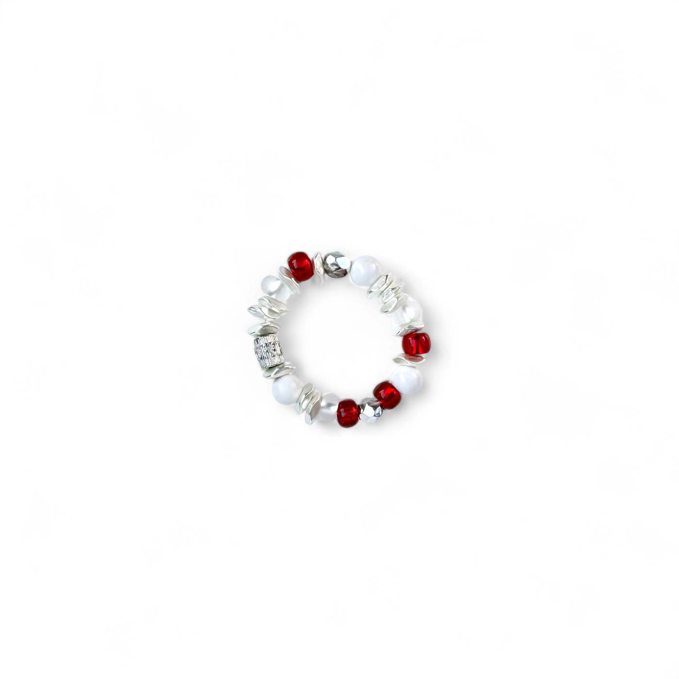 Hudson Silver Ring - Red & White