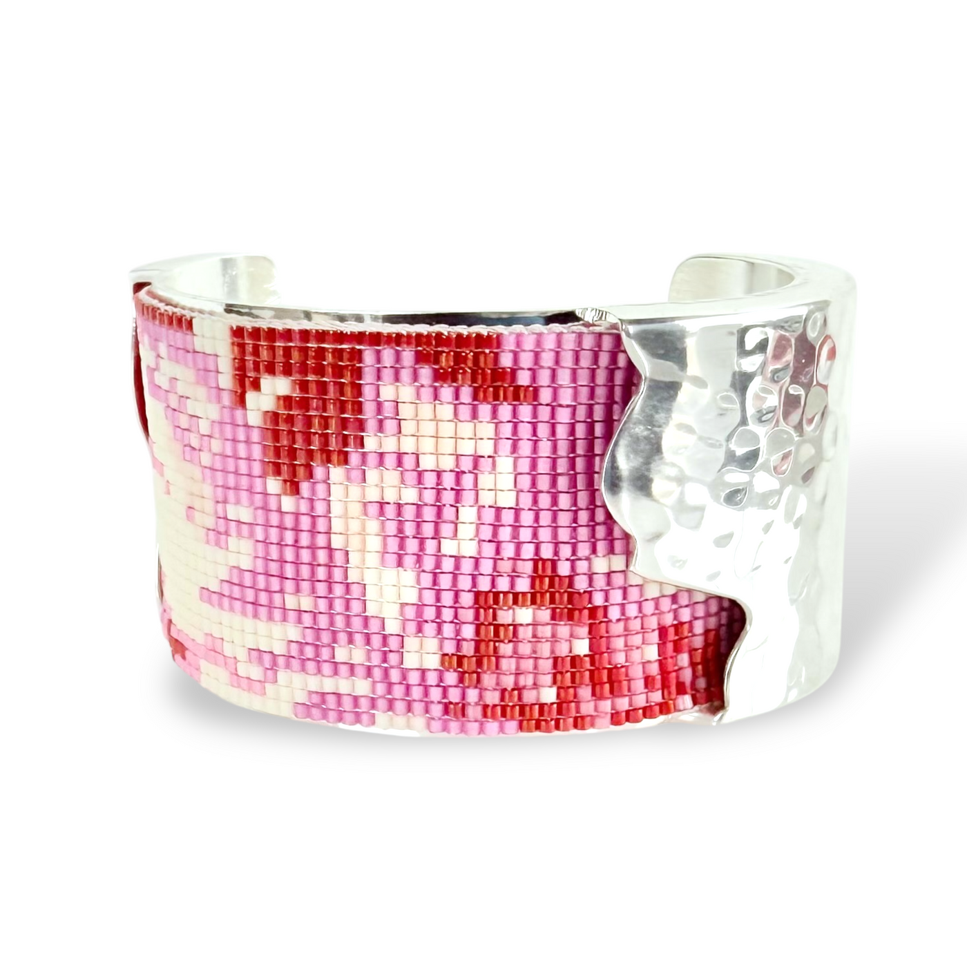 1.5 Dallas Beaded - Hot Pink and Red on Silver