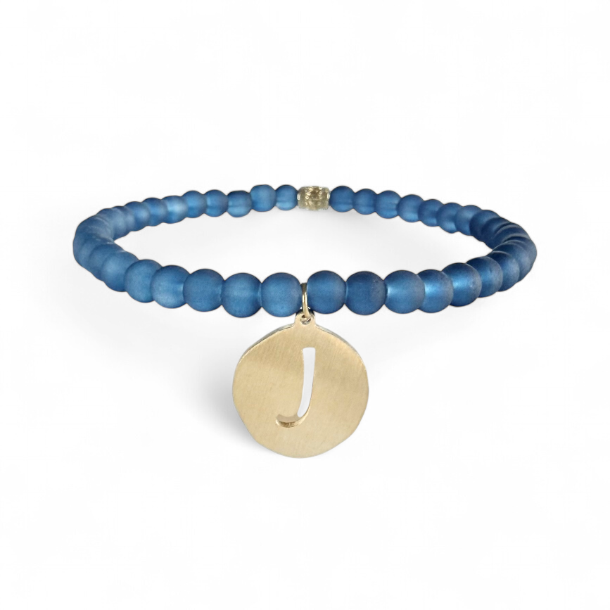 Kimbo- Single Initial Gold Charm - Navy