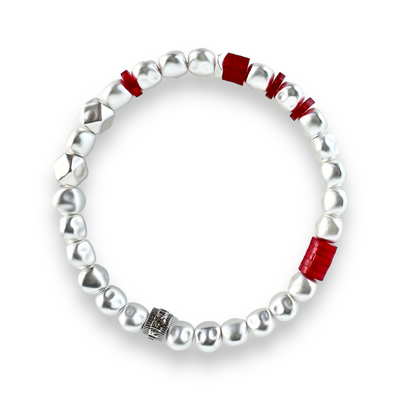 Charleston Beaded - Red - Silver