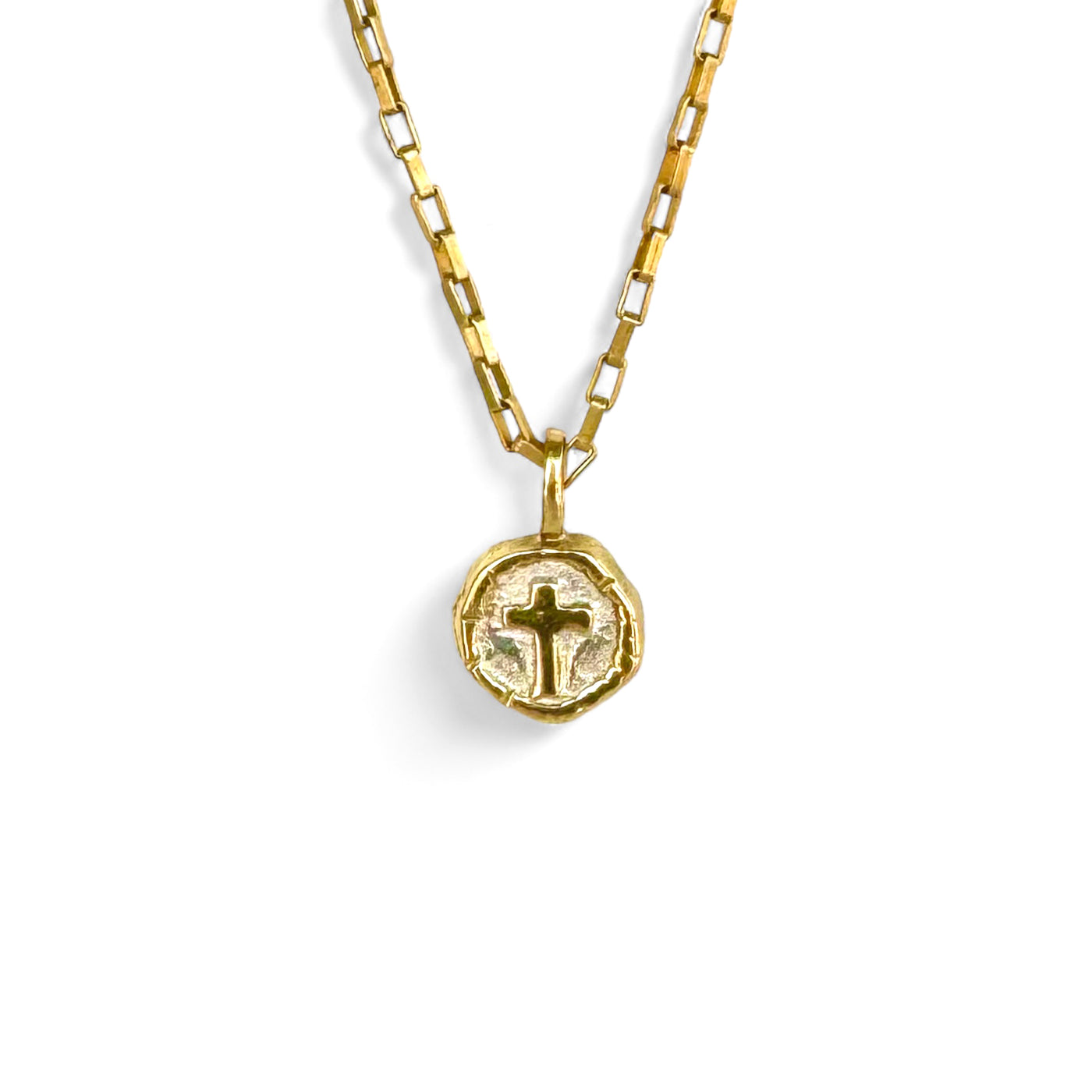 Constantina Coin Cross Necklace - Gold