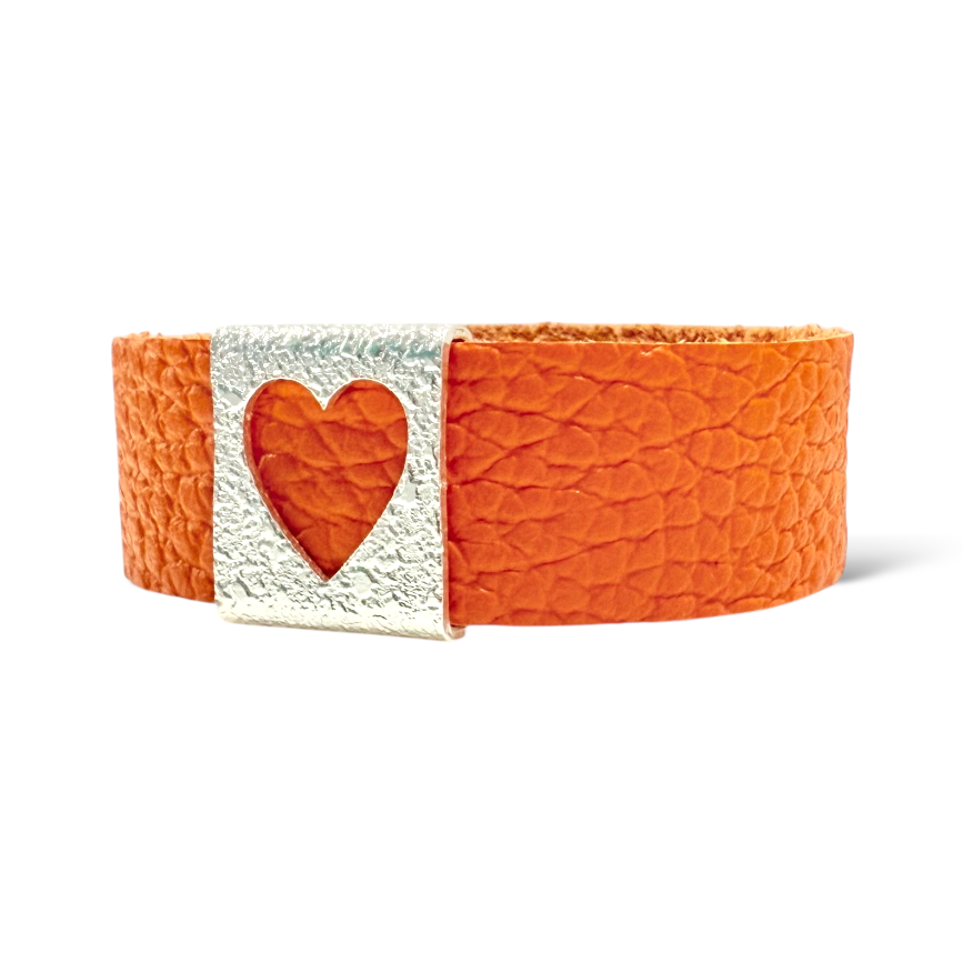 Monique Leather Heart - Orange