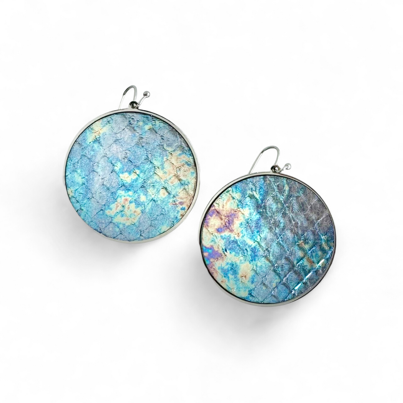 *Python Round Earrings - Over the Rainbow on Silver