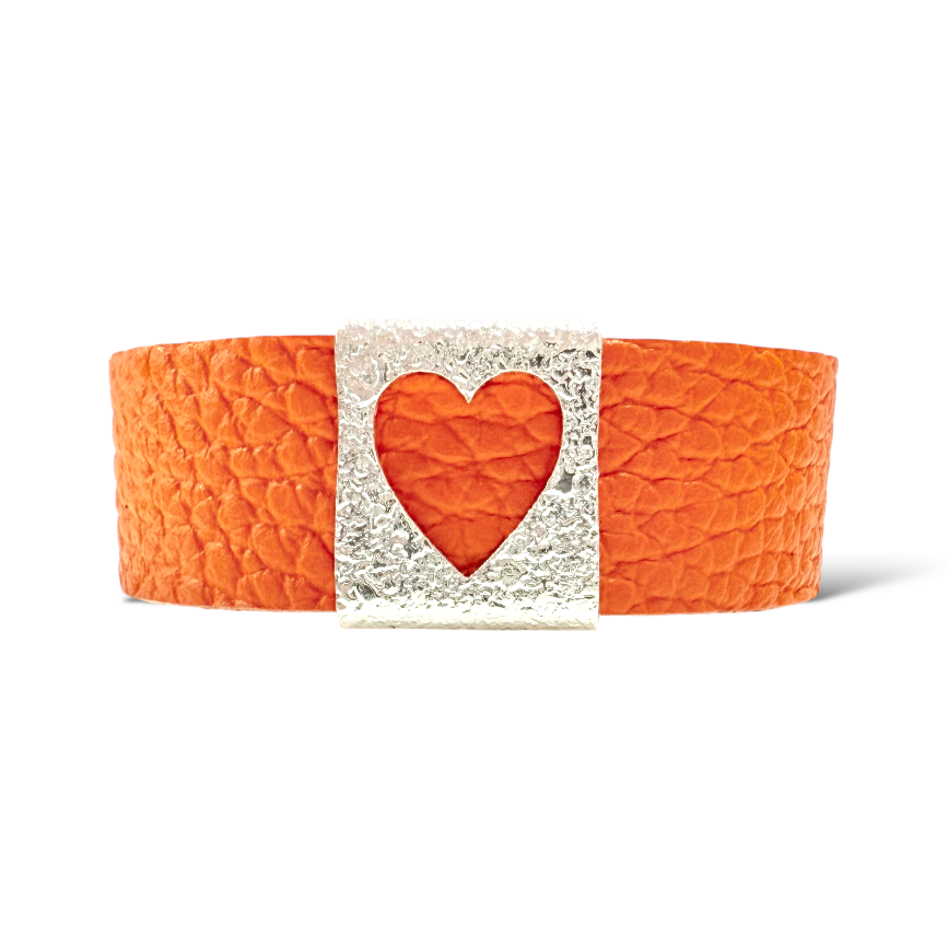 Monique Leather Heart - Orange