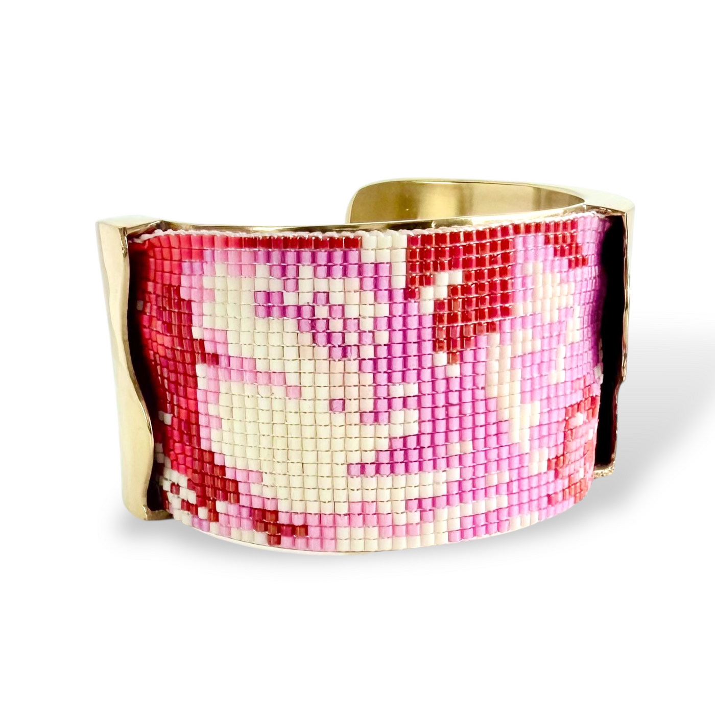 1.5 Dallas Beaded - Hot Pink and Red on Gold