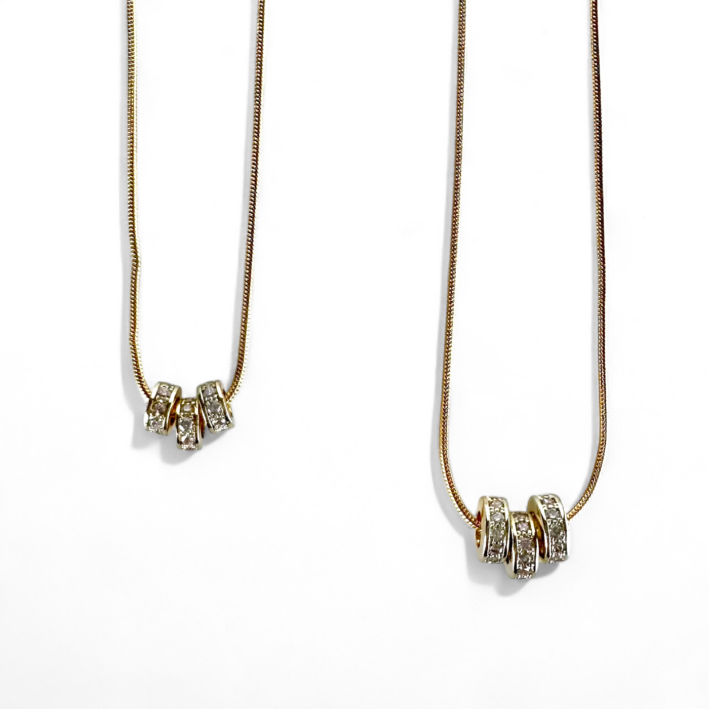 *Taylor Three Cylinder Clear Pavé Necklace - Gold