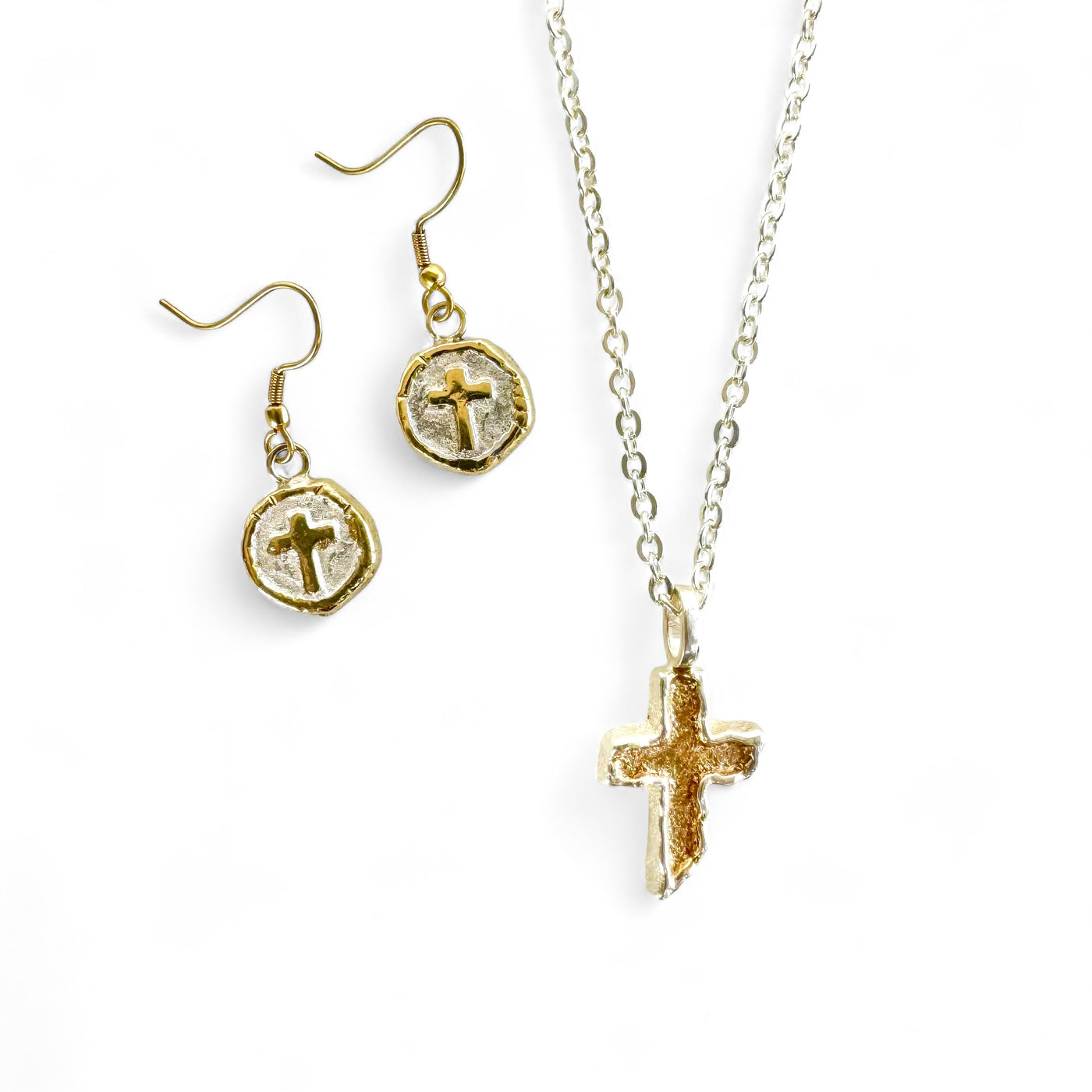 Constantina Coin Cross Earrings