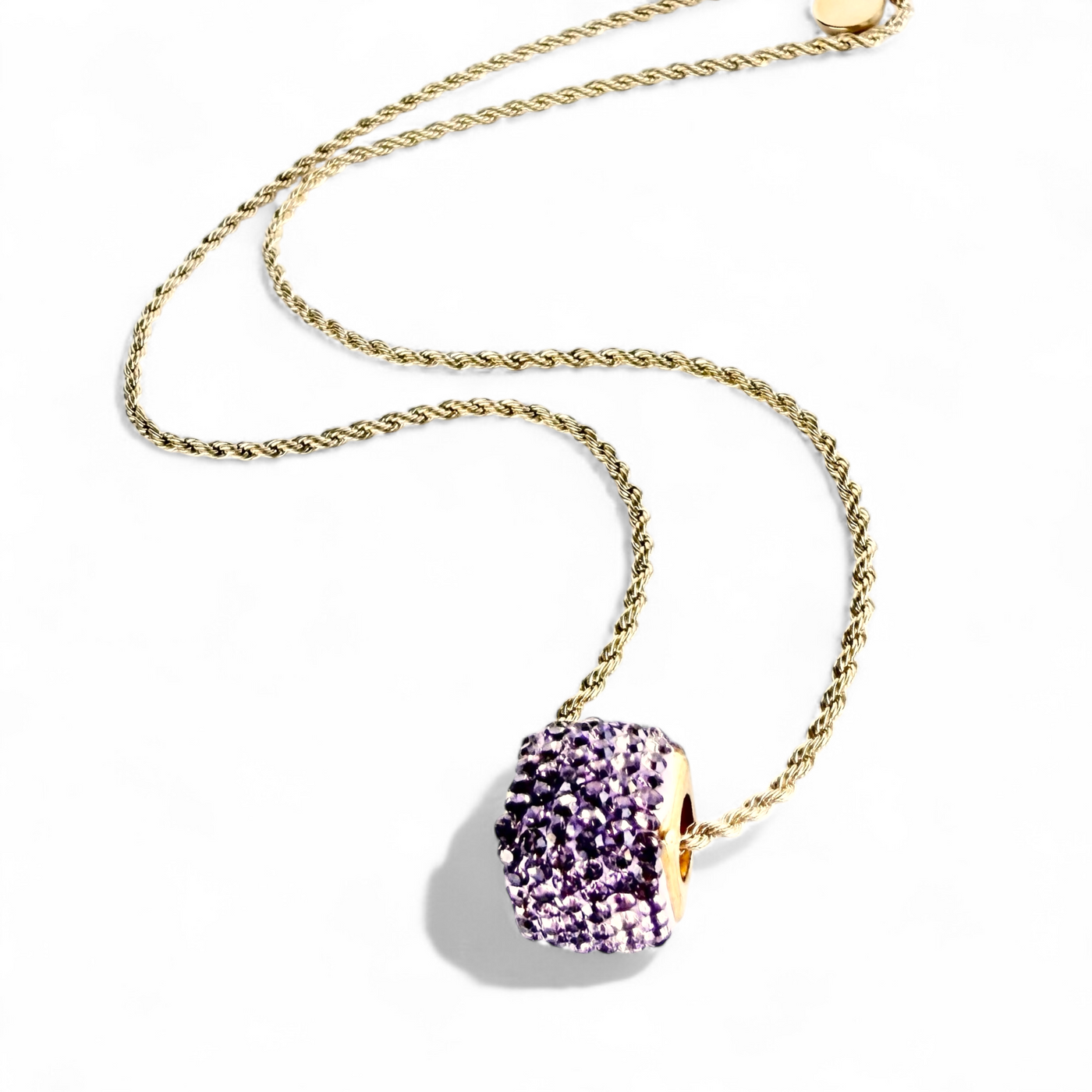 *Perfect Square Pavé Pink Necklace - Gold