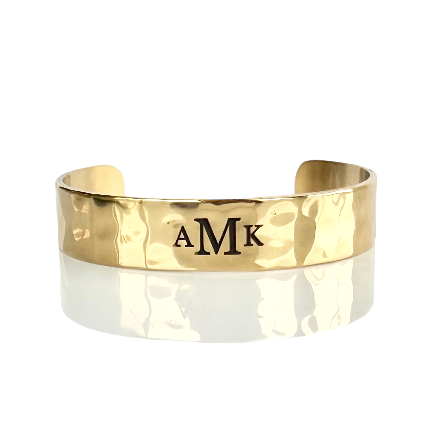 .5 Custom Engraved Monogram Gold Cuff - Garamond Font