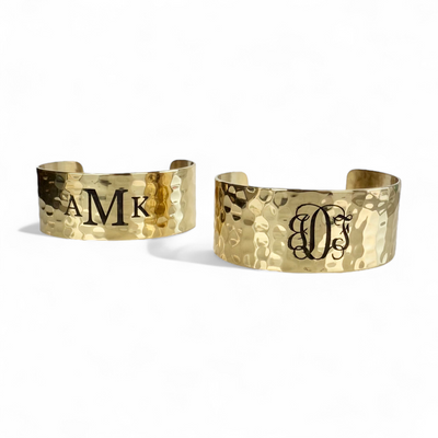 1.0 Custom Engraved Monogram Gold Cuff - Vine Font