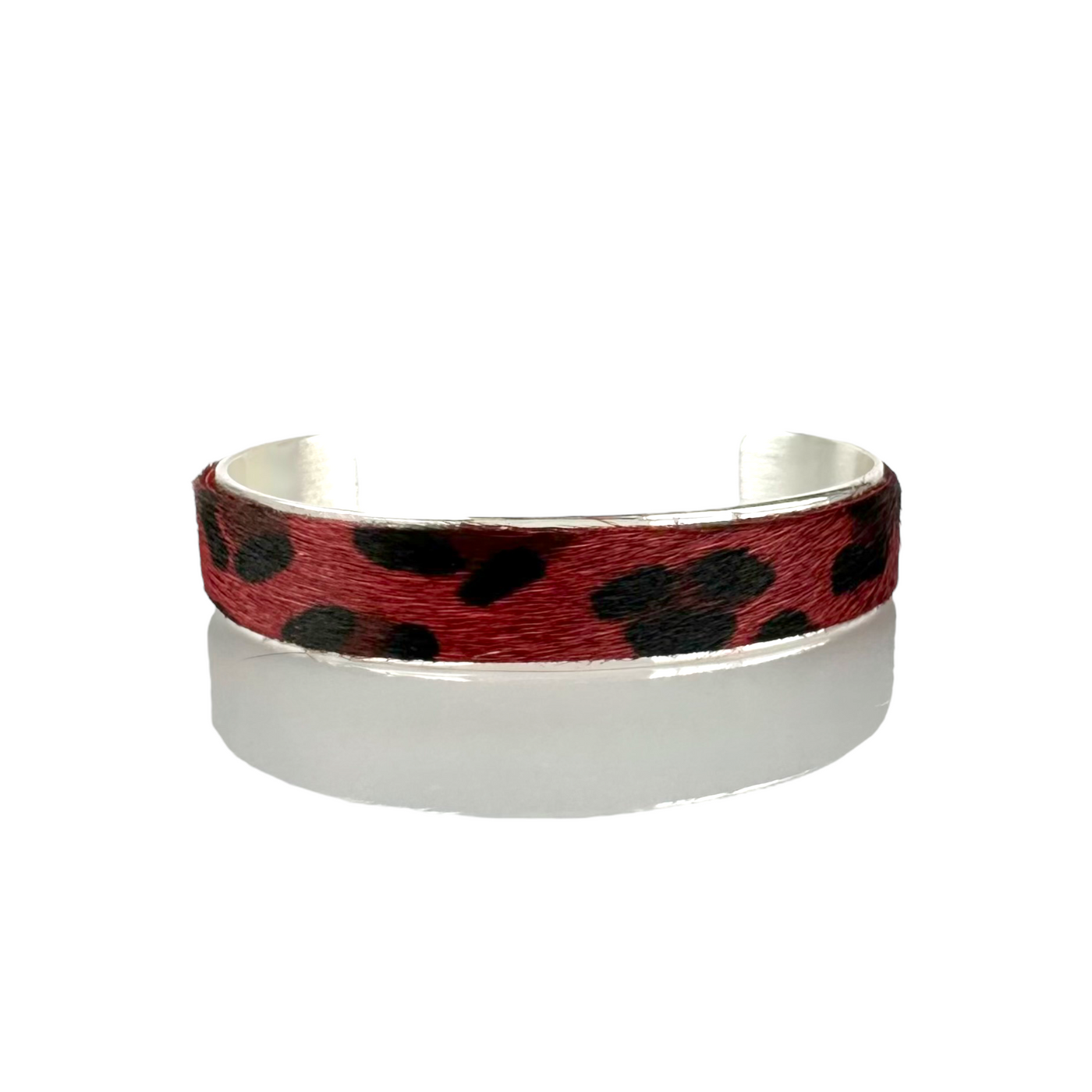 *Calfskin Burgundy Leopard .5 Cuff on Silver