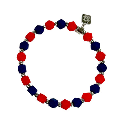 *Hexagon Bracelet - Red and Navy with Silver