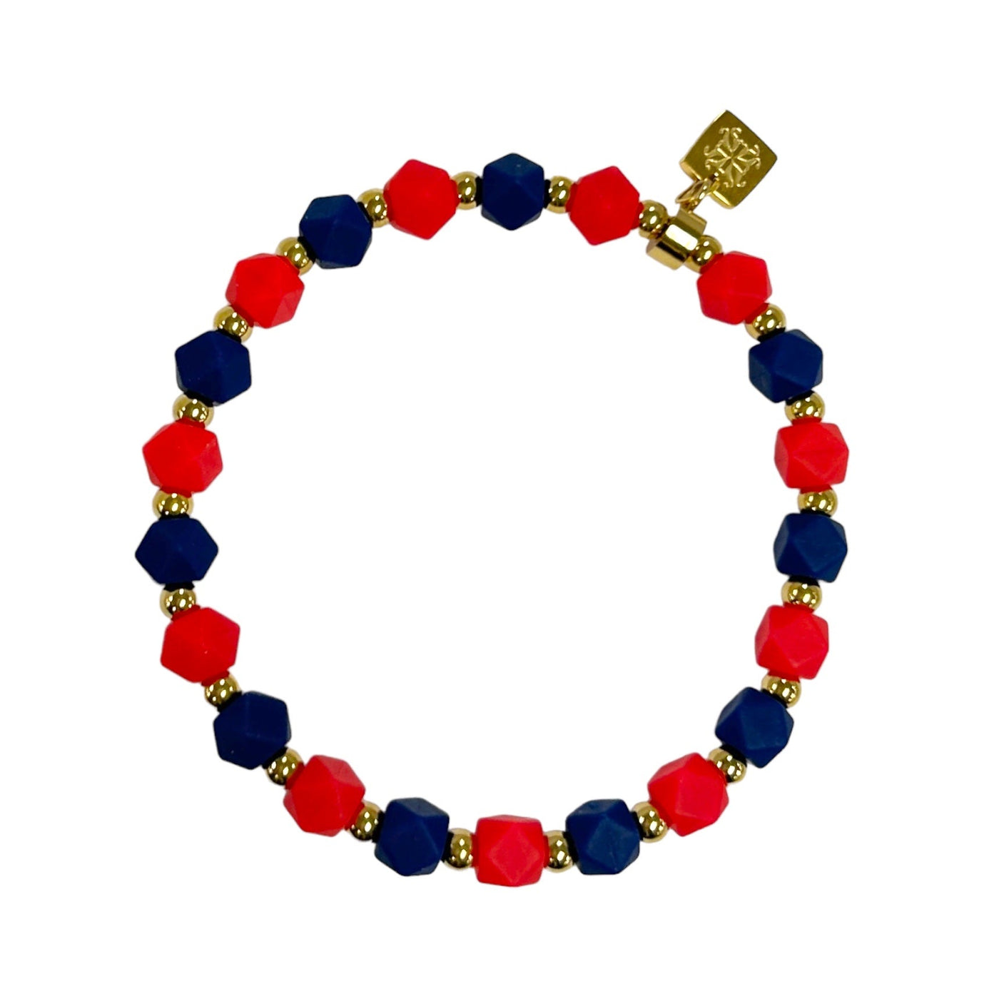 *Hexagon Bracelet - Red and Navy with Gold