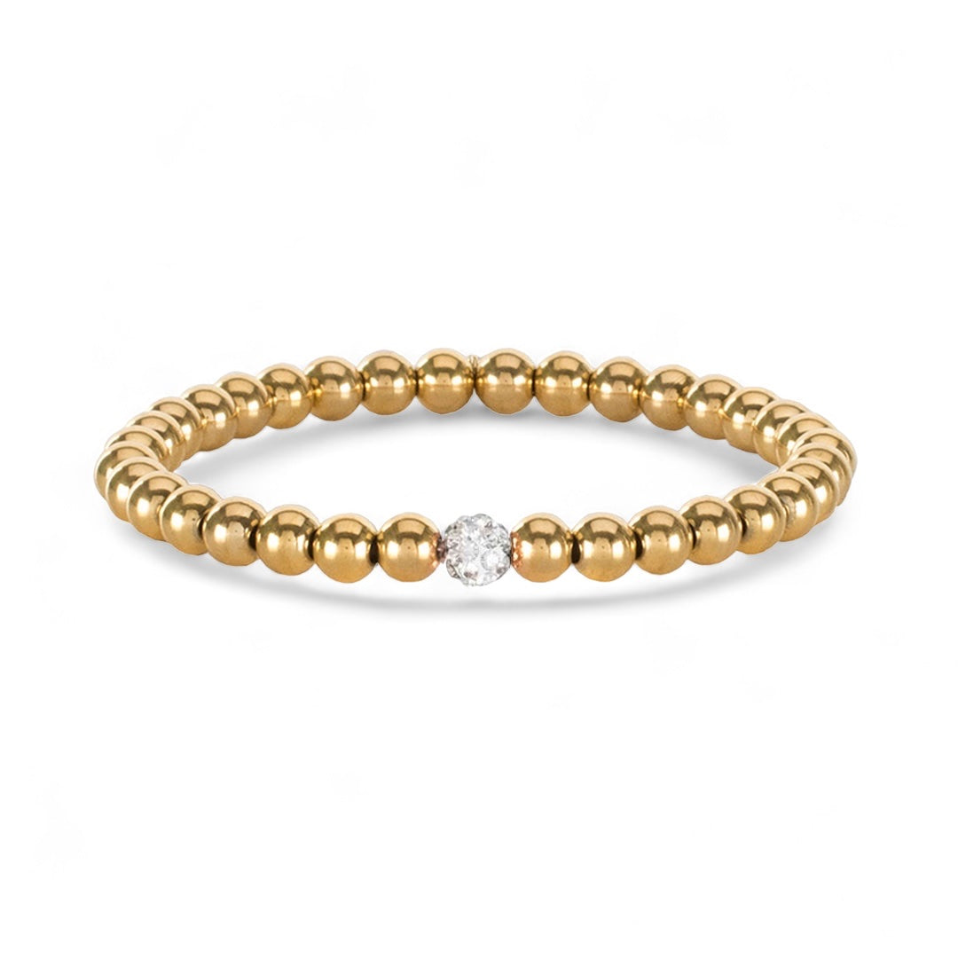 Ireland Inline Gold 6mm Beaded Bracelet - White