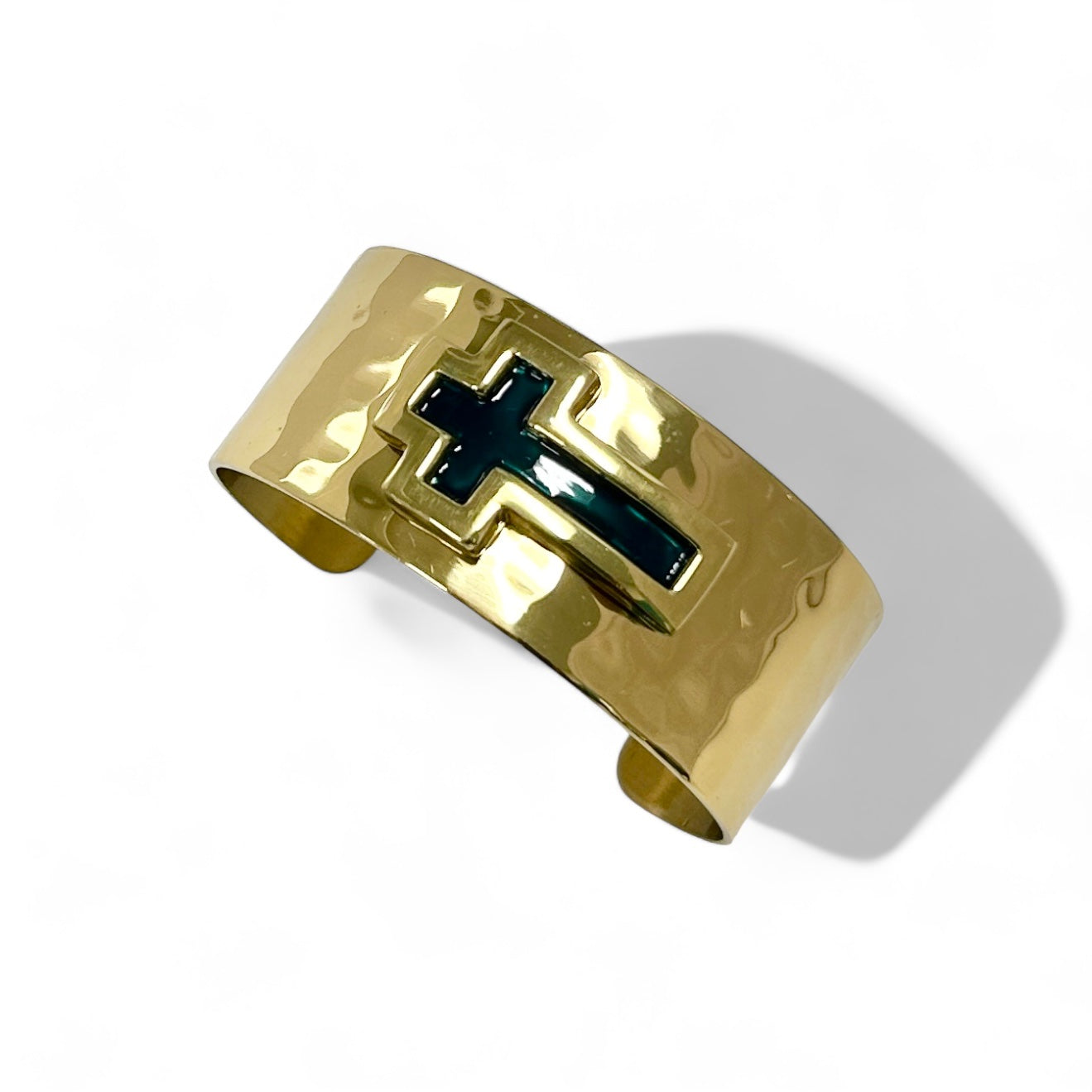 California Cross 1.0 Cuff Gold - Emerald Green