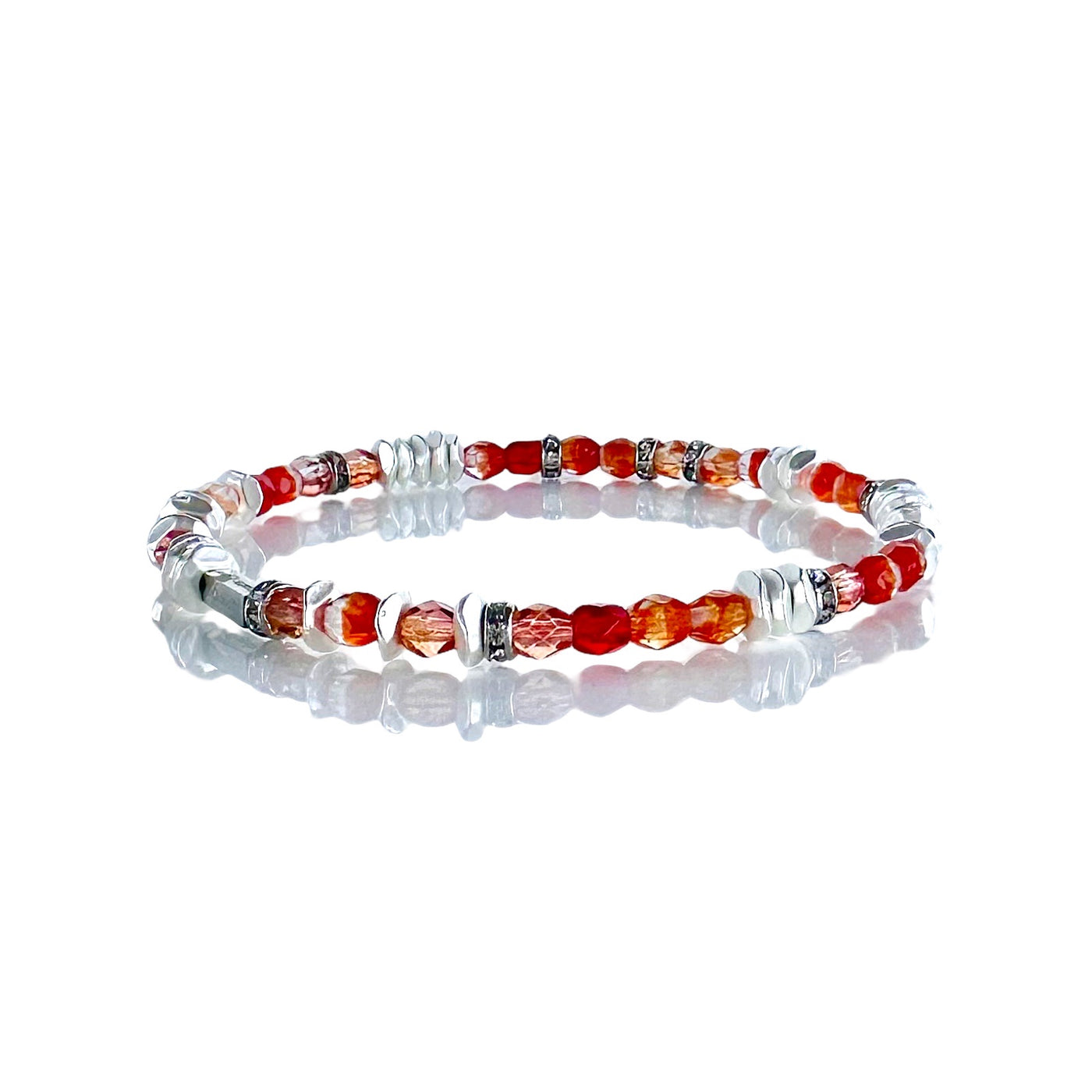 Venice Beaded Silver - Red