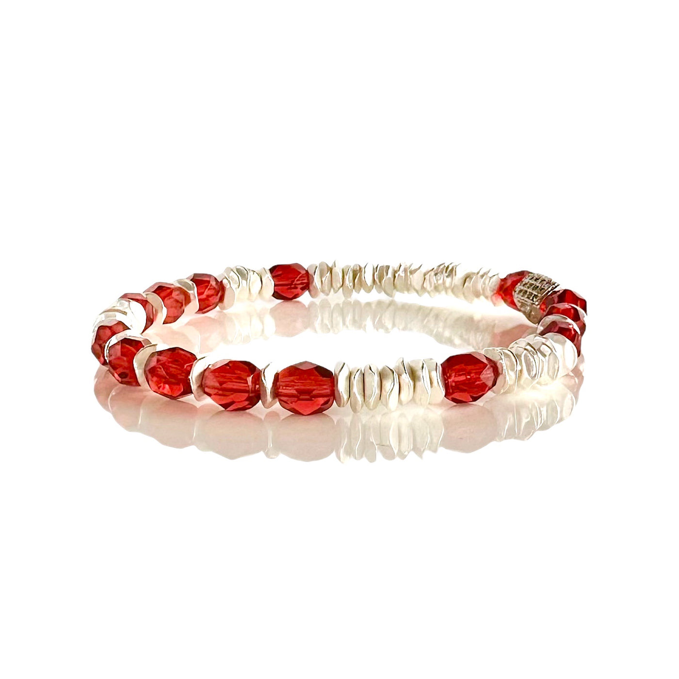 Florence Beaded - Silver Red