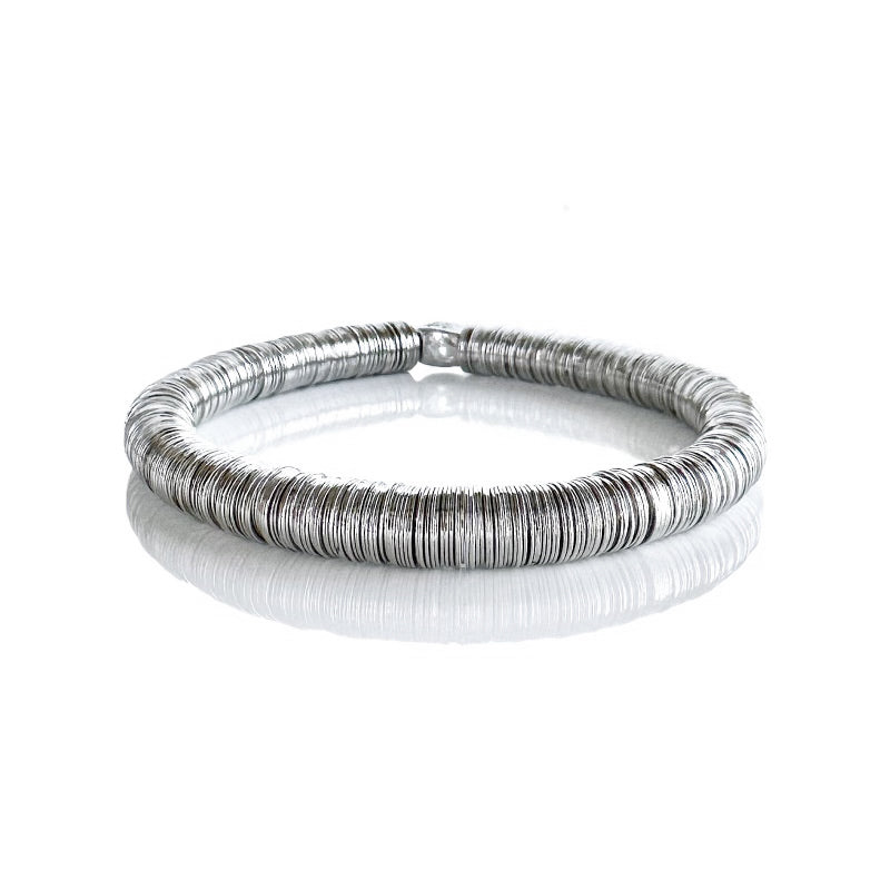 Stevie Grande 6mm Beaded Bracelet in Silver